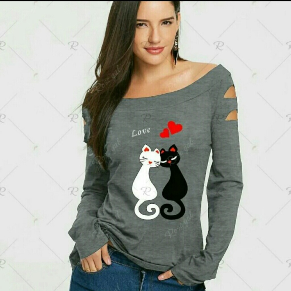 New Lovely Cats Top T-shirt Size M